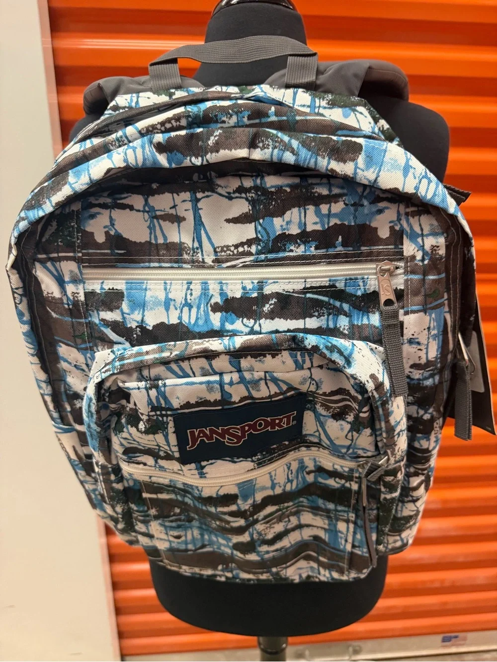 NWT JanSport Big Student Men's Blue & White Patterned Backpack